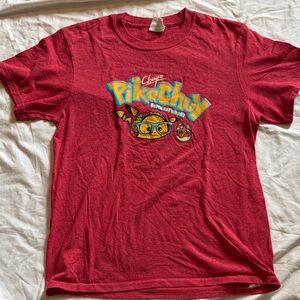 Pikachuy Graphic Tee - Red with Yellow & Blue Print